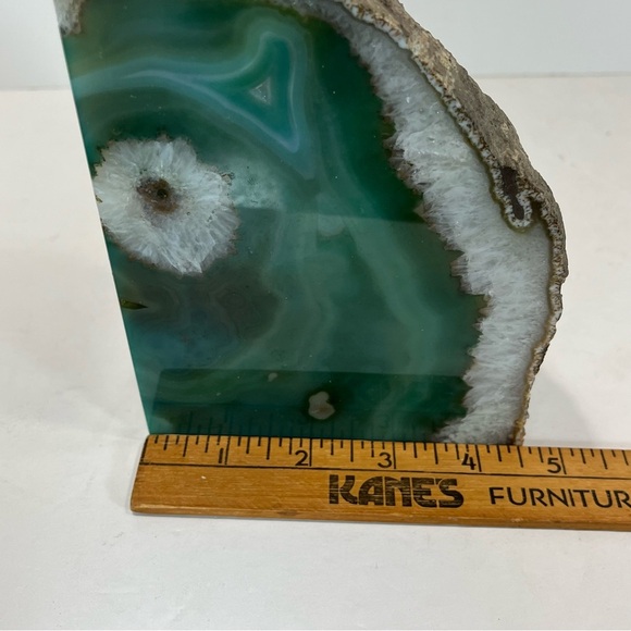 Large Blue/Teal Brazilian Agate Bookend-Perfect for Book/Crystal Lovers- 6”x5” - Picture 7 of 10